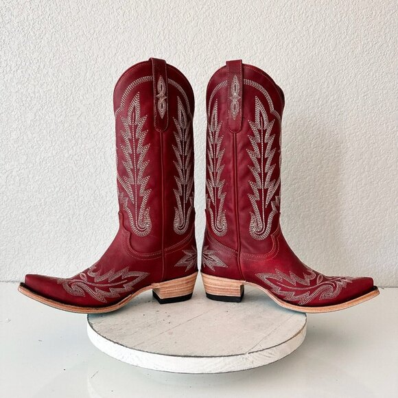 Lane LEXINGTON Red Cowboy Boots Womens 6.5 Leather Western Wear Snip Toe Tall - Picture 9 of 13
